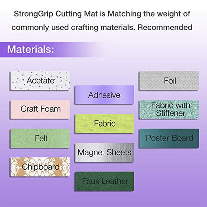 REALIKE StrongGrip Cutting Mat for Cricut Maker 3/Maker/Explore 3/Air 2/Air/One, 2 Pack 12x12 Inch Purple Strong Grip Adhesive Sticky Non-Slip Cut - WoodArtSupply