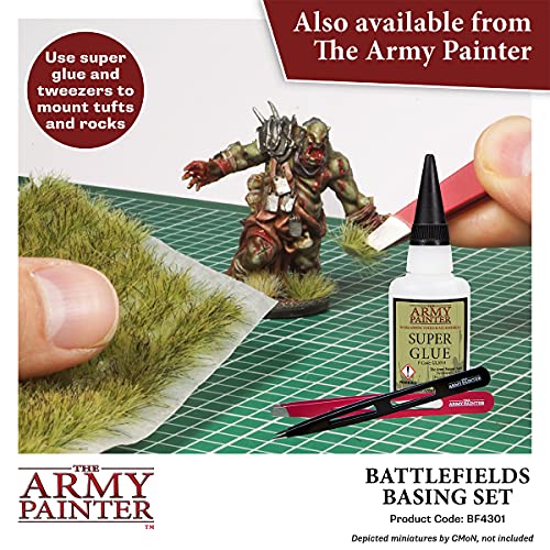 The Army Painter Battlefields Basing Set - Static Grass for Miniature Terrain Basing set - Static Grass & Free Basing Glue, Woodland Scenic Static The Army Painter