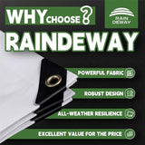RAINDEWAY 12 Mil Heavy Duty White Tarp 6x20 Feet, UV Resistant, Waterproof, Weatherproof Poly Tarp with Metal Grommets and Reinforced Edges RAINDEWAY