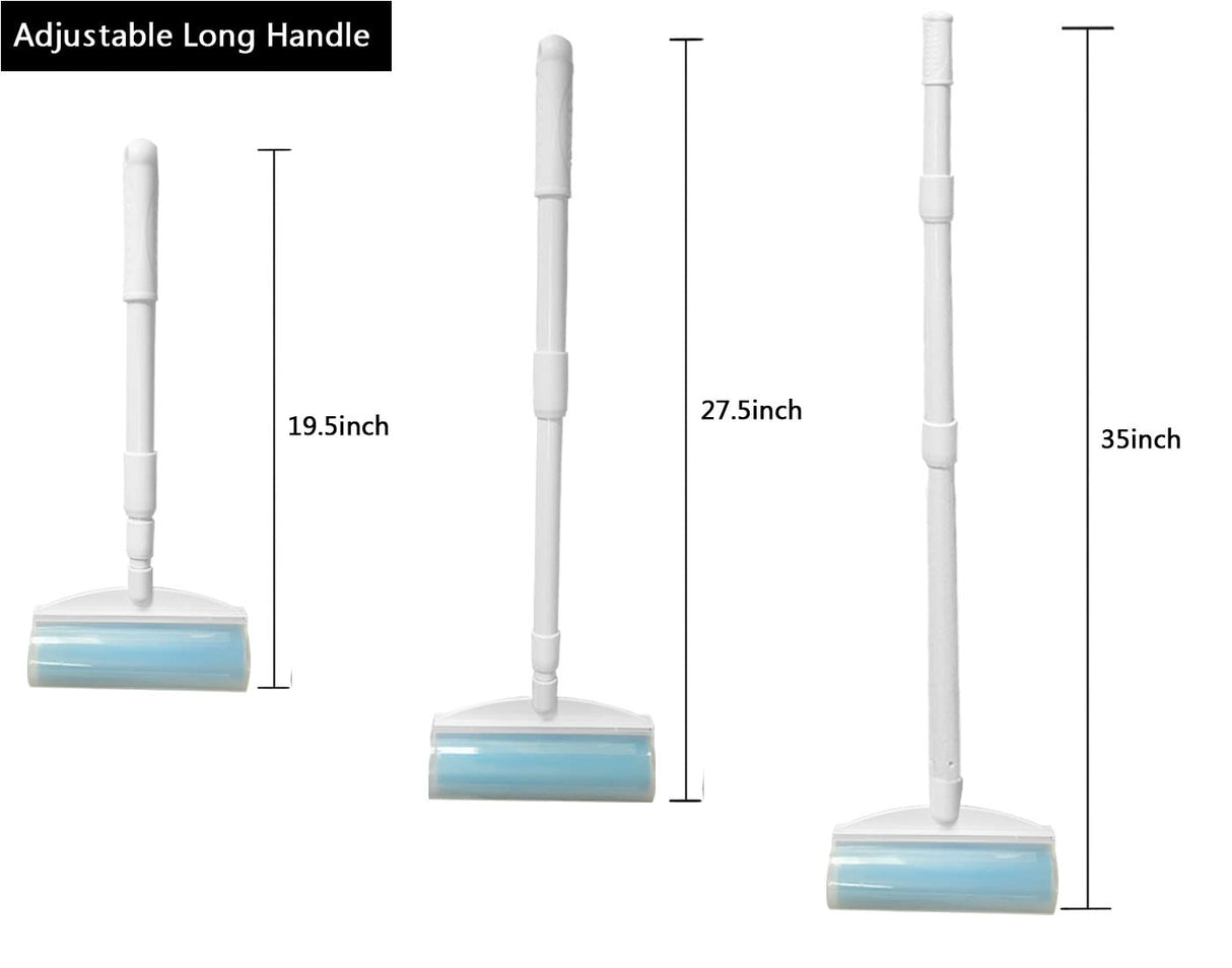 Washable Reusable Lint Roller, Large Lint Roller 8 inches Cat Dog Pet Hair Remover with 3 Extendable Handle, Gel Sticky Picker Set Cleaner for CALMTEE