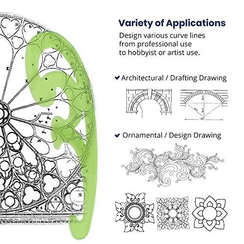 Pacific Arc French Curve Set, 3 Shapes, Clear Curve Ruler, Drafting Tools, Drawing Tools, Woodworking Tools, Comic Template Tool Pacific Arc
