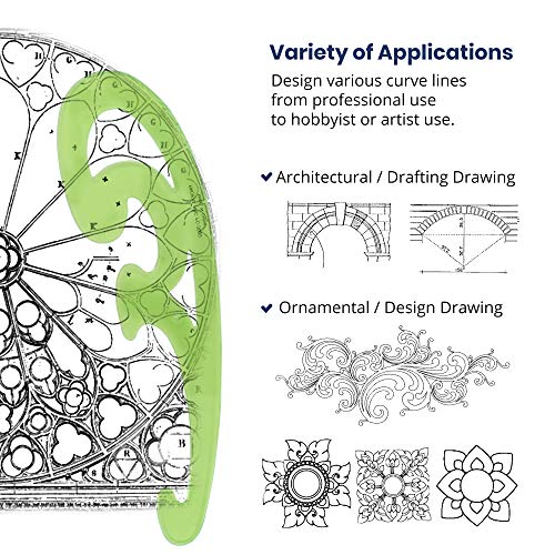Pacific Arc French Curve Set, 3 Shapes, Clear Curve Ruler, Drafting Tools, Drawing Tools, Woodworking Tools, Comic Template Tool - WoodArtSupply