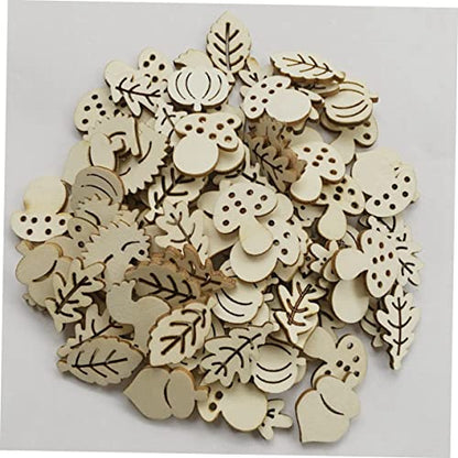 VOSAREA 50pcs Pieces Unfinished Wooden Animal Figures Blank Wood Chips Unfinished Wooden Cutouts Hanging Ornaments Blank Wooden Slices Accessories