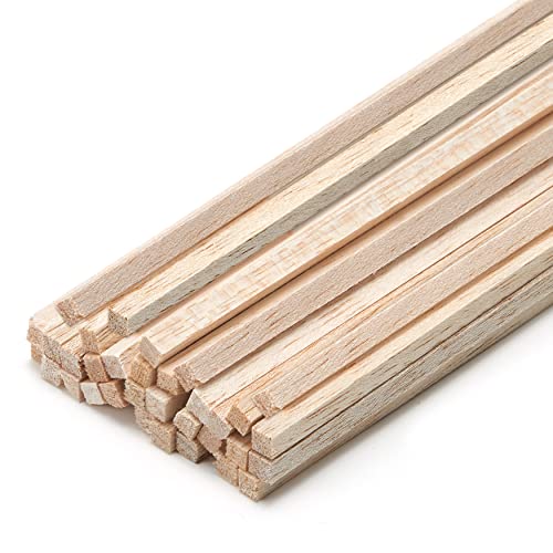 Balsa Wood Sticks 1/4 Inch Square Dowels Strips 12" Long - Pack of 30 by Craftiff