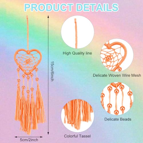 INFUNLY 6 Set DIY Small Dream Catcher Kit Rainbow Heart Dream Catchers DIY Heart Macrame Craft Kit for Hanging Decor Boho Home Charms with INFUNLY