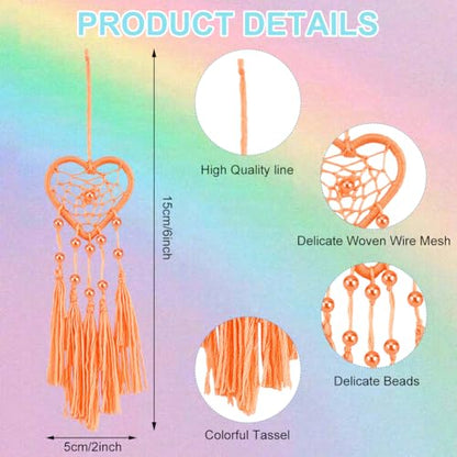 INFUNLY 6 Set DIY Small Dream Catcher Kit Rainbow Heart Dream Catchers DIY Heart Macrame Craft Kit for Hanging Decor Boho Home Charms with - WoodArtSupply