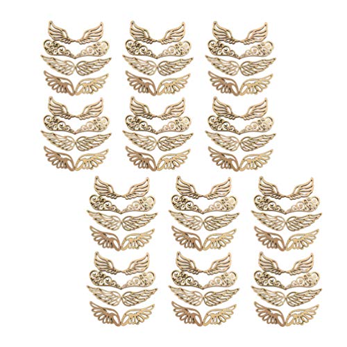 Amosfun Wood Slices Angel Wings Cutouts Craft DIY Ornaments for Birthday Christams Crafts Accessories 80pcs Amosfun