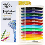 Mont Marte Studio Twistable Colors, 12 Piece. Includes 12 Water Blendable Painting Sticks, Silky Smooth Texture and Easy Glide. Mont Marte
