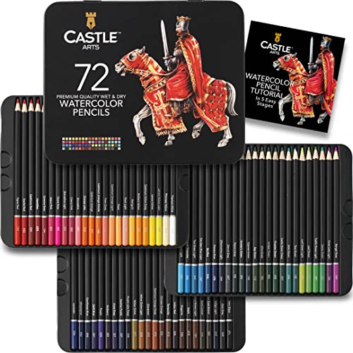 Castle Art Supplies 72 Watercolor Pencils Set | Vibrant Pigments for Blending, Drawing and Painting | For Adults, Hobbyists and Professionals I - WoodArtSupply