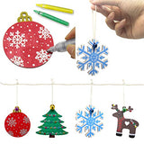 Hidreas 40 Pcs Wooden Ornaments Unfinished Christmas DIY Ornaments Craft Kit, Christmas Wood Ornaments with Bells, Wax Rope and Rhinestone Stickers Hidreas