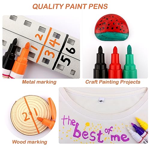 Permanent Paint Markers, Waterproof Oil Based Medium Tip, Quick Drying Pen for Metal Rock Painting Mugs Fabric Canvas Clothes Wood Plastic Marking Craiiby