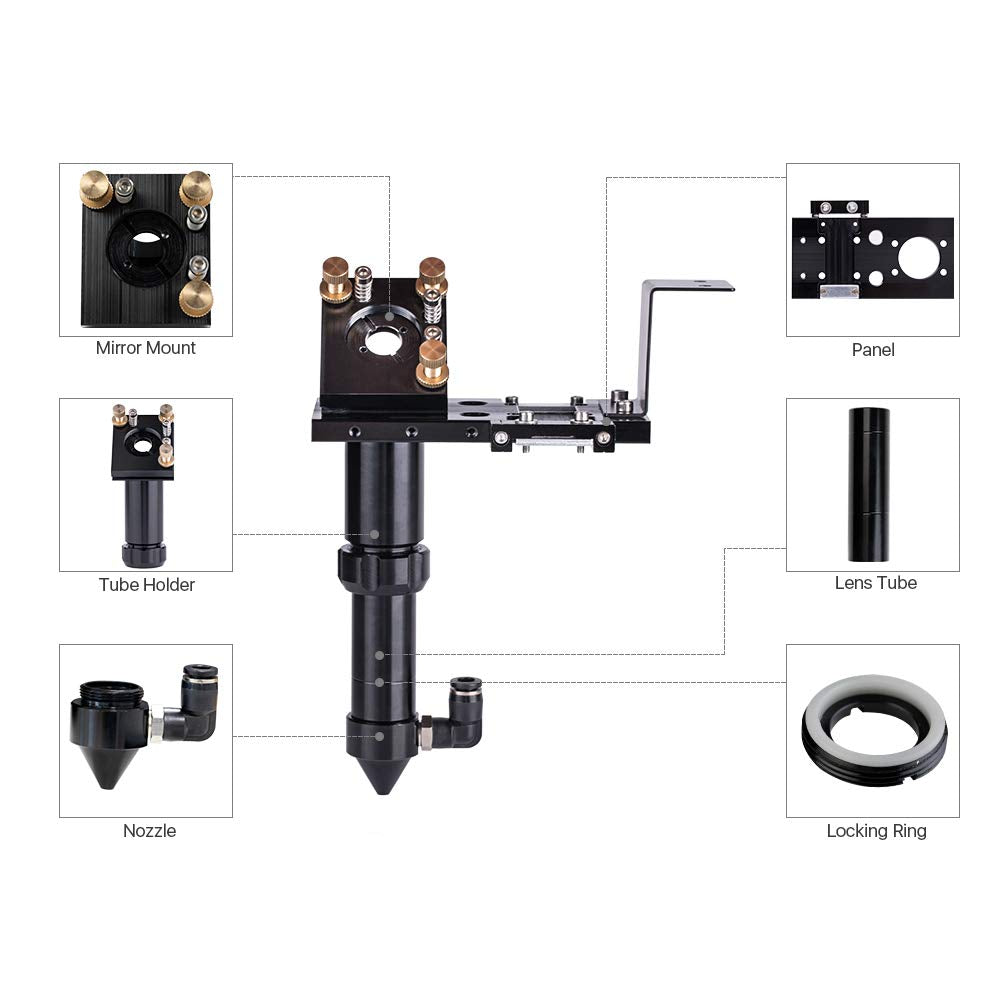 Cloudray C Series Head Fit to focus Lens D18 FL38.1& Dia.20mm FL.50.8/63.5/101.6 mm & Mirror Dia 25mm Replacement Part for CO2 Laser Engraver - WoodArtSupply