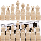Unfinished Wood Chess Pieces with Vinyl Chess Board - Paint Your Own Chess Set - Blank Chess Sets DIY Arts and Crafts - Chess Gifts for Chess Players AEVVV