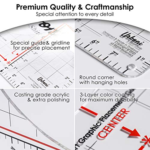 Tshirt Ruler Guide for Vinyl Alignment and Center Designs, T shirt Ruler Alignment Tool Placement for Heat Press and Cricut - WoodArtSupply