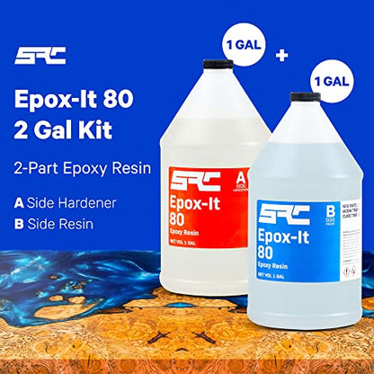 Specialty Resin & Chemical Epox-It 80 (2 Gal)| Clear Epoxy Resin Kit for Beginners & Experts| Clear Epoxy Coating for Bar Top, Countertop, - WoodArtSupply