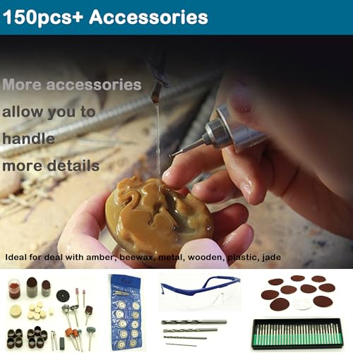 VOELIGT Jewelry Polisher Bench Buffer Polishing Machine 110V 320W Bench Grinder Dental Buffer with Cloth Wheels, Fiber Wheel, Polish Compound, VOELIGT