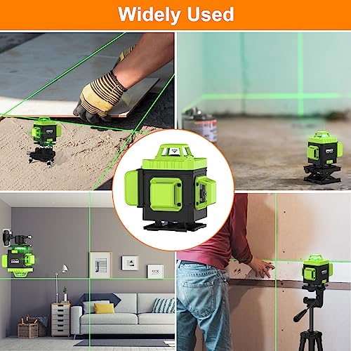 IMAYCC Laser Level, 4x360° Self Leveling Laser Level, 4D Cross Line Laser with Remote Control, Anti-fall Box, Multiple Stands, Rechargeable Batteries - WoodArtSupply