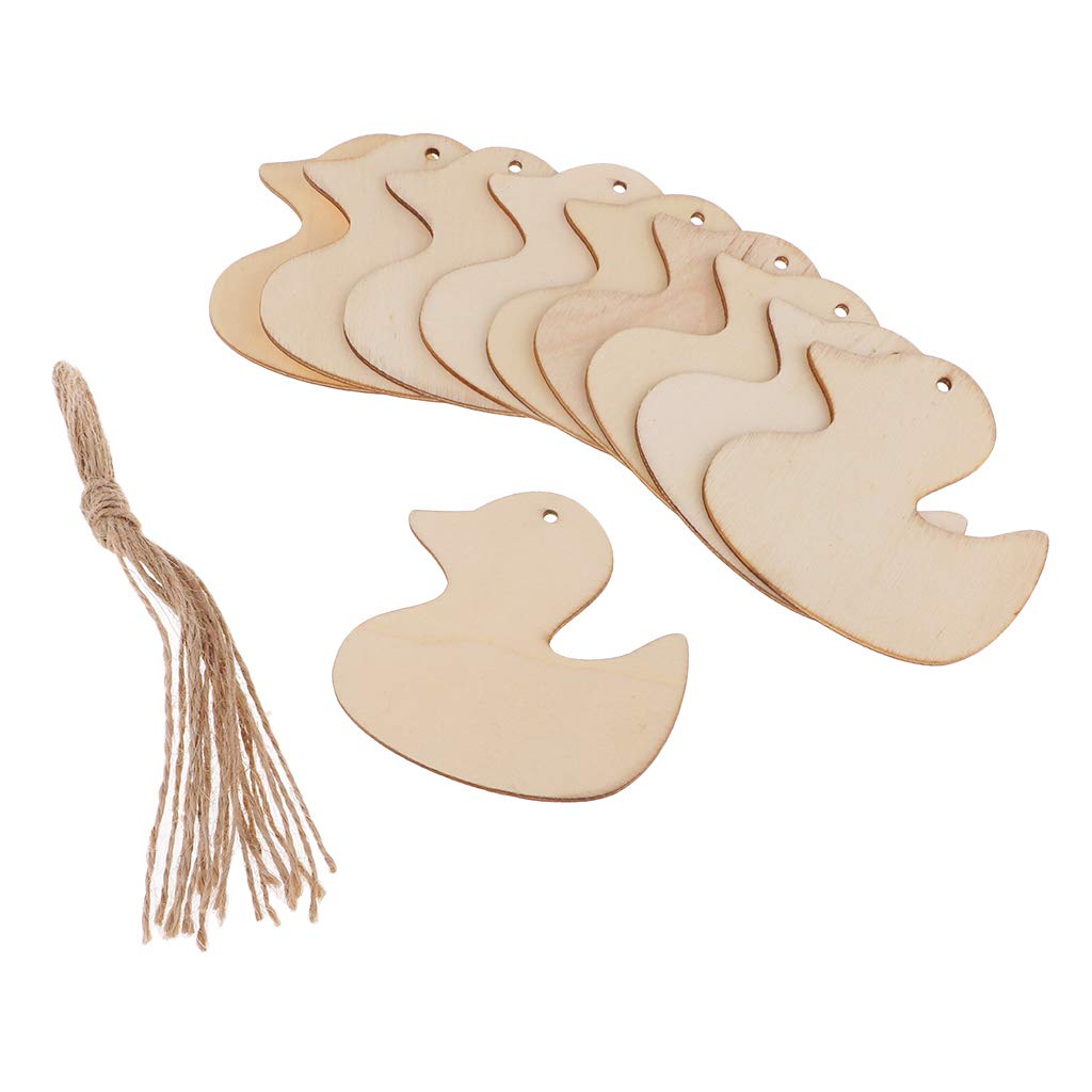 GZYF 5Pcs Christmas Wooden Ornaments Hanging Cutouts Unfinished Wood Slice for Kids Crafts Wedding DIY Christmas Tree Decoration with Strings, Duck LoveinDIY