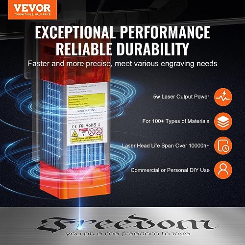 VEVOR, 5W Output Engraving Machine, 16.1" x 15.7" Large Working Area 10000mm/min Movement Speed, Compressed Spot with Eye Protection, Laser Cutter VEVOR