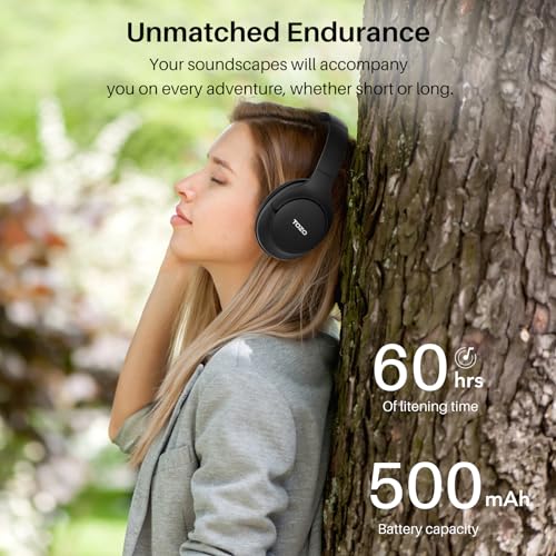 TOZO HT2 Hybrid Active Noise Cancelling Headphones, Wireless Over Ear Bluetooth Headphones, 60H Playtime, Hi-Res Audio Custom EQ via App Deep Bass TOZO