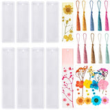 38 Pieces Bookmark Resin Mould Set, Include Rectangle Bookmark Silicone Mould Epoxy Resin Jewelry Mould with Colorful Tassels and Dried Flowers for Patelai