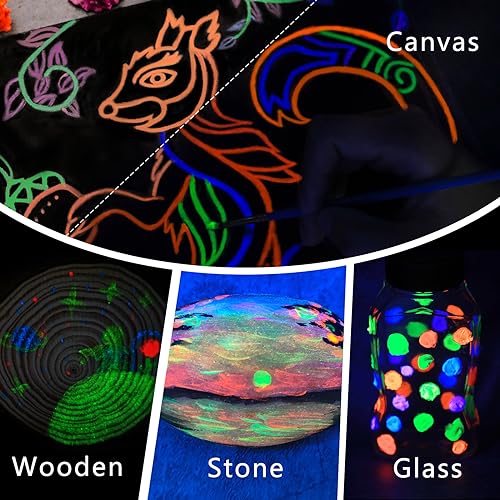 Artecho Glow in the Dark Paint - Set of 8 Colors, 20 ml / 0.7 oz Acrylic  Paint for Decoration, Art Painting, Outdoor and Indoor Art Craft, Supplies
