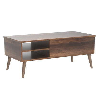 Furmax Lift Top Coffee Table with Adjustable Storage Shelf, Hidden Compartment and Metal Frame, Wood Mid Century Modern / Retro Small Center Table