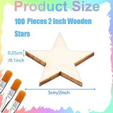 ZQYYQZ 100 Pieces 2 Inch Wooden Stars Shape Unfinished Wood Stars Pieces, Blank Wooden Star Cutouts for Christmas Crafts and Party Ornaments ZQYYQZ