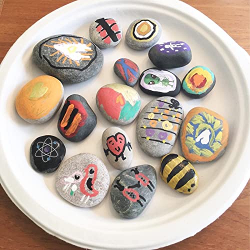 Simetufy 25 Pcs River Rocks for Painting, 2"-3" Painting Rocks, Flat & Smooth Rocks to Paint, Hand Picked Natural Stones for Painting, Cheap Crafts
