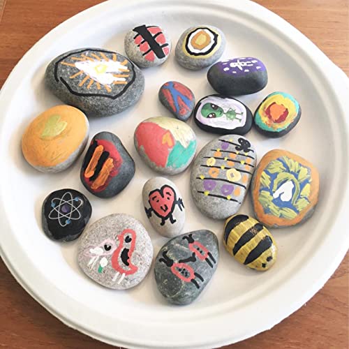 Simetufy 25 Pcs River Rocks for Painting, 2"-3" Painting Rocks, Flat & Smooth Rocks to Paint, Hand Picked Natural Stones for Painting, Cheap Crafts Simetufy