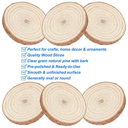 50Pcs 4Inch Natural Wood Slices, Round Unfinished Wood Craft Kit, Wooden Circles Pieces for Arts Wood Slices Christmas Ornaments DIY Crafts Coaster - WoodArtSupply