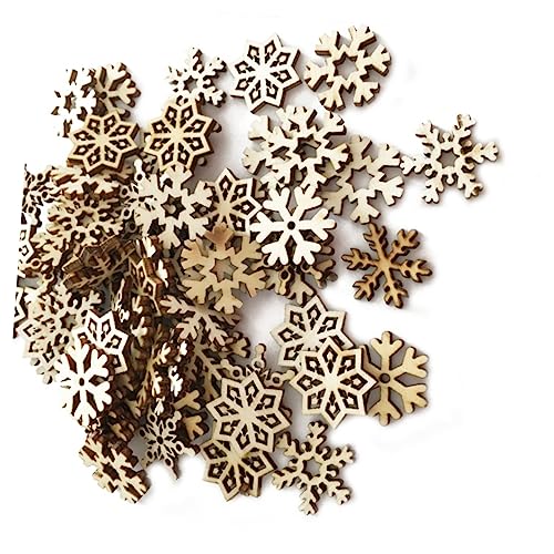 NOLITOY 100 Pcs Home Decorations Decor Gift Tags for Presents Christmas Unfinished Wood Slices Christmas Wooden Cutout Snowflake Ornaments Wooden