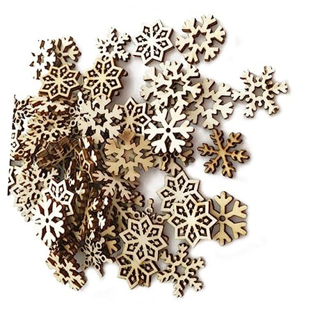 NOLITOY 100 Pcs Home Decorations Decor Gift Tags for Presents Christmas Unfinished Wood Slices Christmas Wooden Cutout Snowflake Ornaments Wooden NOLITOY