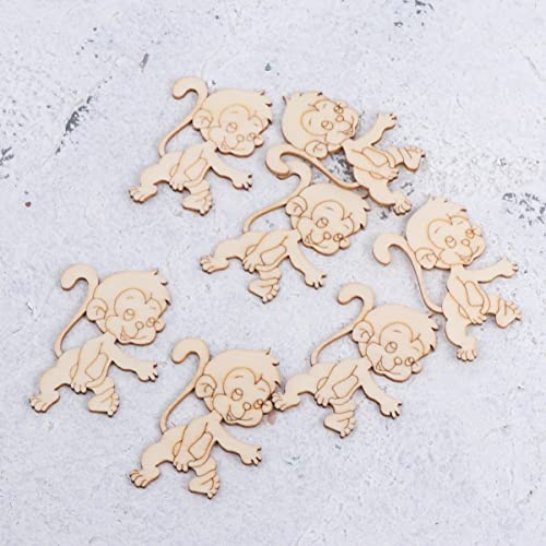 ABOOFAN 60 Pcs Wooden Table Christmas Decor Unfinished Wood Monkey Cutout Shapes Wood Letters Crafts Wood Cutouts for Crafts Unfinished Wooden ABOOFAN