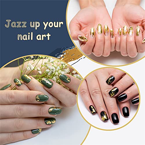 KraftiSky Gold Leaf Sheets - 100 Gold Foil Sheets - 14 x 14 cm Multipurpose Gold Leaf for Nails, Art & DIY Projects, Picture Frames, Home Walls, KraftiSky