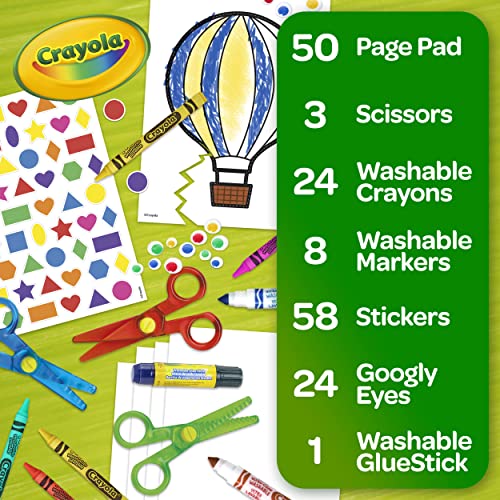 Crayola Toddler Scissor Skills Activity Kit, 3 Count Safety Scissors and Craft Supplies, Gift for Kids, Ages 3, 4, 5 Crayola