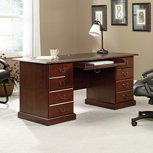 Sauder Heritage Hill Executive Desk, Classic Cherry Finish - WoodArtSupply