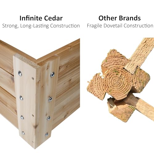Infinite Cedar Select Cedar Raised Garden Bed - Handcrafted in Maine from North American Western Red Cedar Wood (2' x 8' x 14")