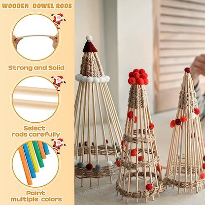 Bokon 300 Pcs Wooden Dowel Rods 1/4 x 12 Inch Wooden Sticks for Crafts Unfinished Hardwood Crafts Long Sticks Wooden Dowels for DIY Projects Model - WoodArtSupply