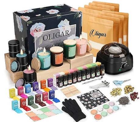 Oligar Complete Candle Making Kit with Wax Melter, Candle Making Supplies, DIY Arts&Crafts Kits Gift for Beginners,Adults,Kids,Including Electric Oligar