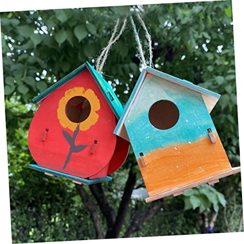 Abaodam 1 Set Bird House Crafts for Kids Ages 4-8 Unfinished Wood Birdhouse Paint Your Birdhouse Easter Crafts for Kids Ages 8-12 Hanging Birdhouse Abaodam