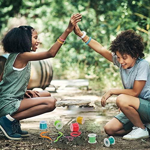 PP OPOUNT Glitter/Laser/Glow/Normal Lanyard String for Crafts, 24 Rolls Plastic Lacing String, Gimp Bracelet Making Kit for DIY Bracelets, Key PP OPOUNT