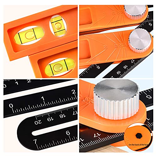 Fomgeely Horizontal Sliding T-Bevel Gauge, Level Tool, T-bevel Ruler with Horizontal and Vertical Bubble, Carpenter Squares Measuring Earthtec