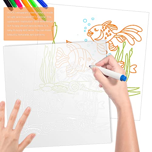 FSWCCK 25pcs 10mil 12 x 12 Inch Milky Translucent Blank Stencil Material Mylar Template Sheets, PET Blank Stencils Sheets for Cricut, Laser Cutting, FSWCCK