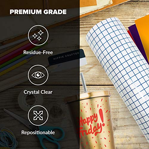 Clear Vinyl Transfer Paper for Cricut Transfer Tape for Vinyl Transfer Tape Roll 50 Feet Contact Paper 12" Wide Roll Paper Transfer Tape for Vinyl HIPPIE CRAFTER