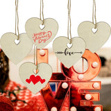 MUXGOA 60 Pcs 3" Wooden Hearts for Crafts,Natural Heart Wood Love Heart Shape Slices with 60 Pcs Natural Twine for Party Valentine's Day, Wedding, MUXGOA