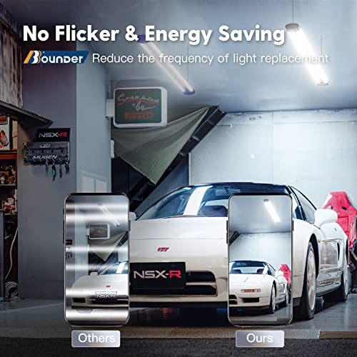 Bbounder 10 Pack Linkable LED Utility Shop Light, 4400 LM, 6500K Cool Daylight, 4 FT, 48 Inch Integrated Fixture for Garage, 40W Equivalent 250W, BBOUNDER