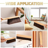 2 Pieces Woooden Dust Brush Hand Broom Bench Brush with Long Wood Handle Whisk Broom Soft Bristle Brush for Counter Bed Sofa Car Fireplace Clothes Dazzhues