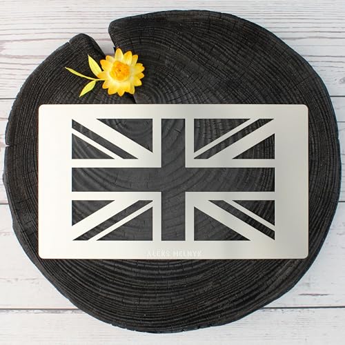 Aleks Melnyk No.430 Metal Stencil, British Flag, Royal Union Flag, Union Jack, Small Stencil, 1 PC, Template for Wood Burning, Engraving, Crafting, - WoodArtSupply