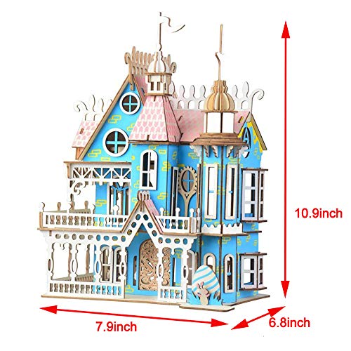 NWFashion Wooden Dream Dollhouse DIY Kits 3D Puzeele for Christmas Party Halloween House (Color Dream House) NWFashion